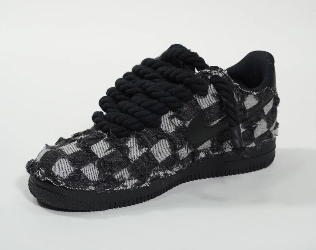 Air Force 1 '07 White Rope Laces BLACK DENIM