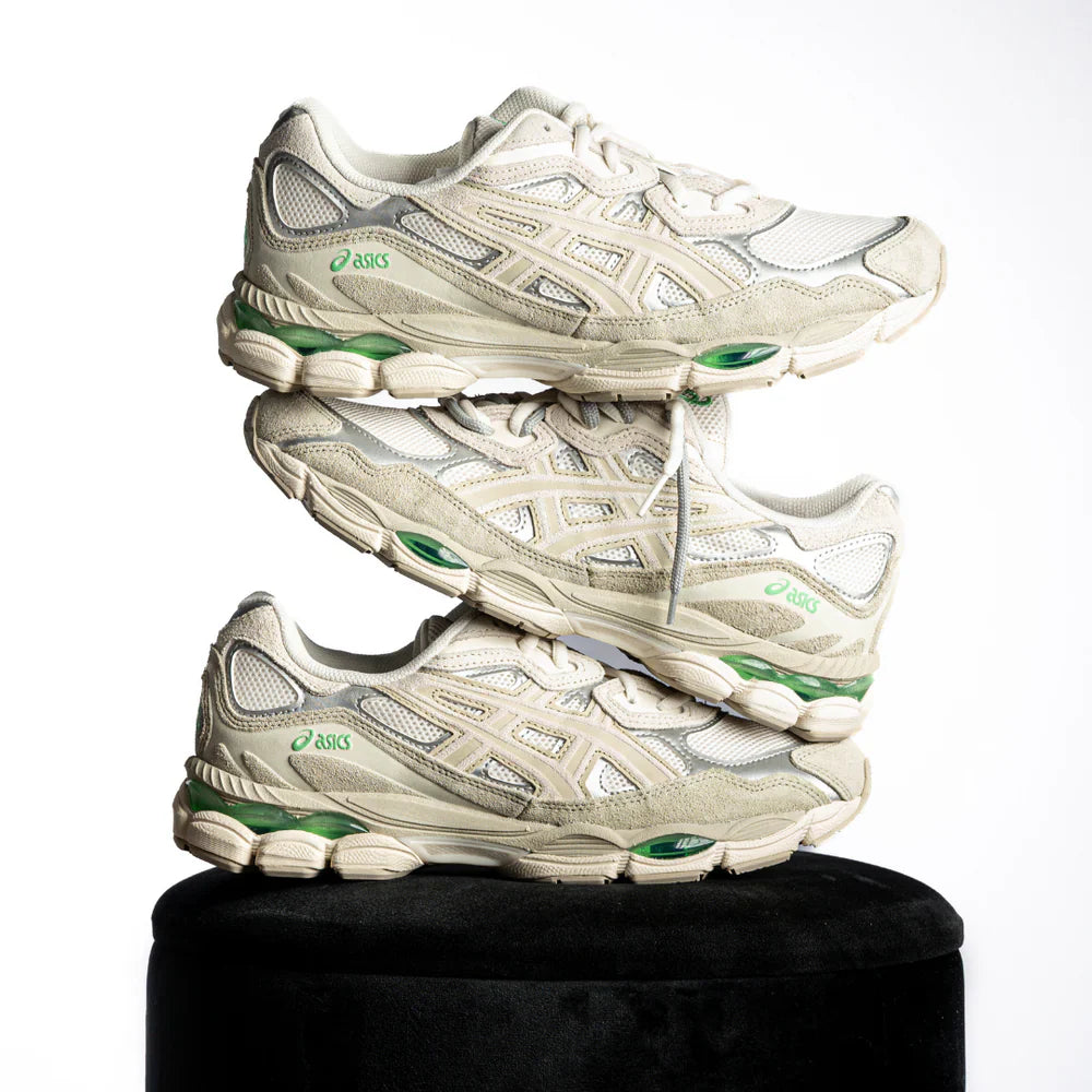 ASICS GEL-NYC CREAM FOSSIL IVORY GREEN DOUBLE LACES