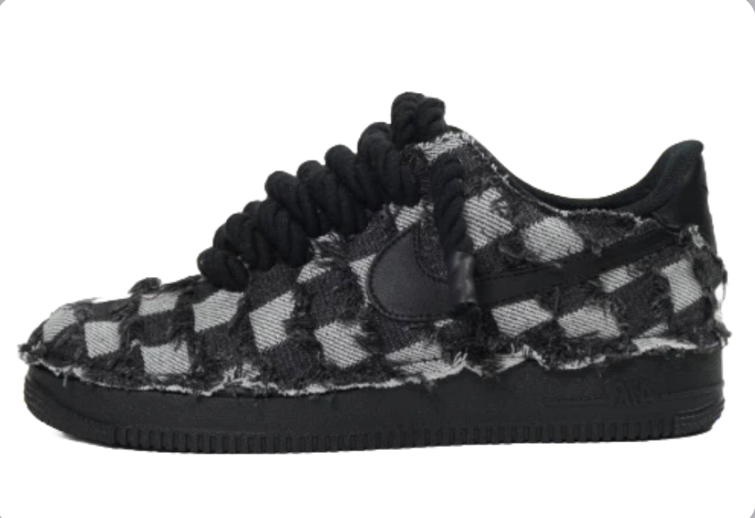 Air Force 1 '07 White Rope Laces BLACK DENIM